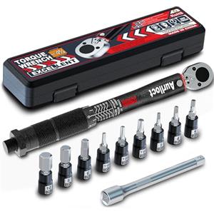 Aurlloct Chiave Dinamometrica 1/4", 5-55 Nm Chiavi Dinamometriche, Chiavi Dinamometriche con Prolunga 10 cm, per Assemblaggio di Biciclette e Riparazioni di Piccoli Elettrodomestici, 11 Pezzi