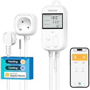 Meross Presa Smart Termostato Temperatura per Apple HomeKit 16A, Termoregolatore Intelligente WiFi Digitale per Alexa e Google Home, per Homebrew, Allevamento, Serra, Controllo di App e Vocale