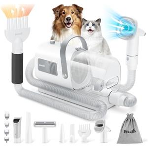 pecute ALL-IN-1 Kit Asciugacapelli Tagliacapelli per Toelettatura Cani, Soffiatore + Tosatrice + Aspira Peli Gatto, Silenzioso, Redimensionnement Automatique, 7 Accessori di Bellezza, Capacità 1,7 L