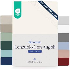 Dreamzie Coprimaterasso Matrimoniale 160 x 200 cm - Angoli da 35 cm per Materassi Spessi - 100% Microfibra - Bianco sporco, Certificato senza Prodotti Chimici (Oeko-TEX)