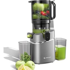 AMZCHEF Estrattore Automatico, Apertura 135MM e Capacità 1,8L Estrattore Frutta e Verdura Intera, 250W Estrattori di Succhi Professionale con Triplo Filtro - Grigio