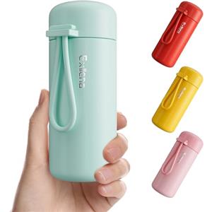 Exllena Borraccia Termica Piccola 150 ml, Borraccia Piccola da Borsetta con Manico Portatile, Mini Borraccia A Tenuta Stagna per Caffè e Latte(Menta)