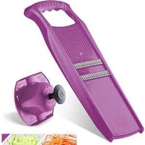 Börner Affettaverdure Roko PowerLine Set (2 pezzi) - Tagliaverdure per frutta & verdura + Portaverdure - Mandolina a Julienne - Grattugia per verdure - Set di Grattugie da Cucina (Viola)