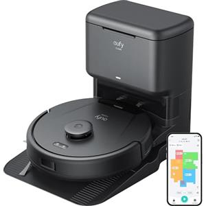 eufy Clean L60 SES Robot Aspirapolvere con Stazione Autopulente, Ultra potente da 5000 Pa, Navigazione Laser iPath, per la pulizia profonda dei pavimenti, per capelli e pavimenti duri