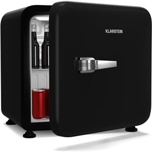 Klarstein Audrey Evo 43L - Minifrigo, Design Rétro, Silenzioso: 40 dB, Termostato Meccanico, Sportello Reversibile, Mini Frigo da Camera & Ufficio, Nero