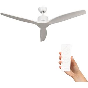 Mellerware - Ventilatore da soffitto con telecomando Brizy! 45W | Potente, Ultra silenzioso | 3 pale | Diametro 132cm | 6 velocità | Timer | Funzioni estate inverno | Stanze fino a 20m2 | Bianco