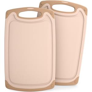 Blumtal set taglieri da cucina in plastica 25x15 cm set da 2 - tagliere da cucina plastica lavabile in lavastoviglie - set taglieri cucina senza BPA - tagliere piccolo in beige
