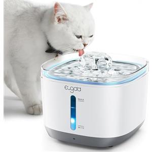 EUGAD Fontanella per Gatti Senza Fili, 2.5L Fontanella per Gatti Cani con Sensore, Distributore Acqua Gatti Acciaio Inox 304, 30dB Ultra Silenzioso,Filtraggio dei Peli Randagi,Batteria 5000 mAh