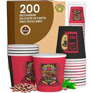 Baciato Caffè 200 Bicchierini in Carta da caffè 65ml FlipperCUP Bicchieri Ecologici Biodegradabili Monouso Piccoli Asporto Bevande Calde