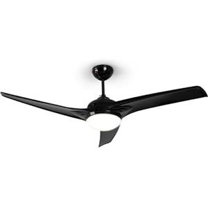 Klarstein Figo - Ventilatore da Soffitto, 2in1: Ventilatore & Lampadario, Diametro: 52" (132 cm), 3 Pale, Flusso: 1.39 m³/h, 2 Direzioni di Rotazione, 3 Velocità, Silenzioso, Nero