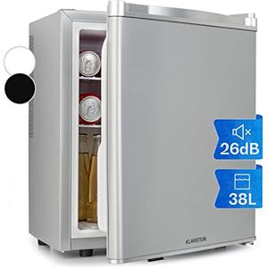 Klarstein Happy Hour Mini Frigo, Frigo Portatile da Camera, Frigorifero Piccolo Silenzioso da Ufficio, Mini Frigo Bar con Illuminazione Interna e Ripiani Rimovibili, Frigo Bar da Campeggio 6-18°C, 38L