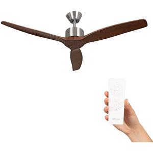 Mellerware - Ventilatore da soffitto con telecomando Brizy! | Potenza 45 W | Ultra silenzioso | 3 pale | Diametro 132 cm | 6 velocità | Timer | Legno Scuro