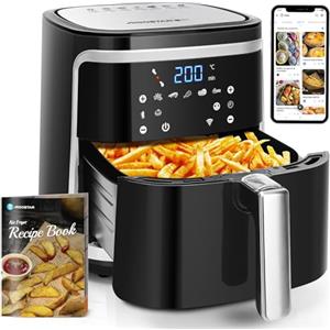 Aigostar Smart Cube - Friggitrice ad aria intelligente, 1900W, 7L. Modalità manuale, schermo LED, 7 funzioni preimpostate con mantenimento calore in modalità manuale. Connessione Wi-Fi. Senza BPA