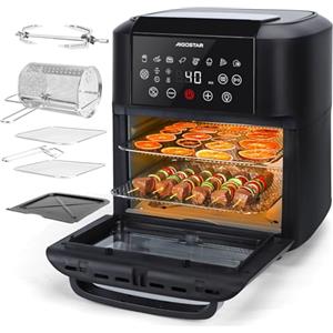 Aigostar Owen - Friggitrice ad aria da 12 litri, Forno ad aria multifunzione, 1700 W, Touch screen LED, 8 modalità preimpostate, include 7 accessori, sistema rotante, BPA FREE
