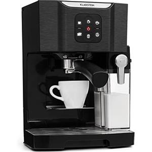 KLARSTEIN Macchinetta Espresso 1.4L, Macchina da Caffè a Cialde, Macinato e Cappuccino, Macchina Barista da 20 Bar, In Acciao Inox per Caffè Latte e Macchiato, 1450W con Montalatte