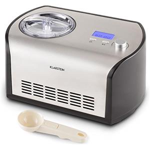 Klarstein Snowberry & Choc - macchina gelato , 135 Watt , 1,2 litri , Funzione di raffreddamento , Timer , 30-40 min , Display LED , Facilità di pulizia , Incl. Consigli di prescrizione , Argento