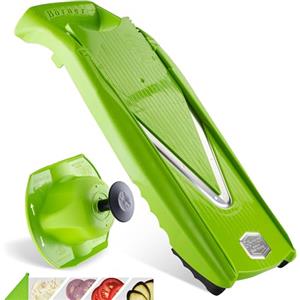 Börner Affettaverdure V5 (Set Base) - Mandolina per Fette in 4 Spessori - Affettatrice con Lama a V in Acciaio Inox - Mandolina Regolabile per Verdure & Frutta - Colore: Verde