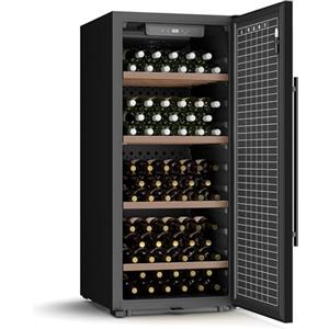 Klarstein CellarMax - Grande Cantinetta per Vino, 114 Bottiglie, 5-20°C, Touch Control, Sportello in Metallo, Allarme Sportello Aperto, Cantina Frigo per Vino Indipendente