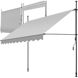 tectake® Tenda da Sole a Morsetto con Manovella, Altezza e Inclinazione Regolabile, Telo Impermeabile e Resistente ai Raggi UV, Ideale per Balcone e Terrazzo, 250x180cm - Grigio Chiaro
