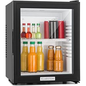 KLARSTEIN Brooklyn Mini Frigo, Frigo Portatile da Camera, Frigorifero Piccolo Silenzioso da Ufficio, Mini Frigo Bar con Illuminazione Interna e Ripiani Rimovibili, Frigo Bar da Campeggio 12-18°C, 24L