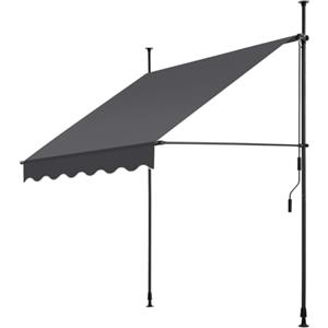tectake® Tenda da Sole a Morsetto con Manovella, Altezza e Inclinazione Regolabile, Telo Impermeabile e Resistente ai Raggi UV, Ideale per Balcone e Terrazzo, 150x180cm - Nero/Grigio