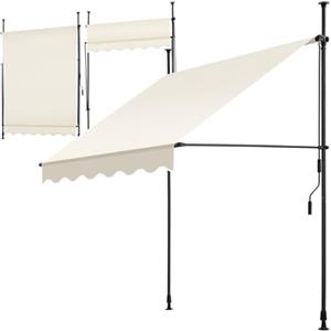 tectake® Tenda da Sole a Morsetto con Manovella, Altezza e Inclinazione Regolabile, Telo Impermeabile e Resistente ai Raggi UV, Ideale per Balcone e Terrazzo, 150x180cm - Beige