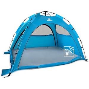outdoorer SunSnapper Air - Tenda da spiaggia con 4 ante e 3 finestre, montaggio rapido, con protezione UV 80, protezione dagli insetti