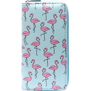 DonDon Portafoglio borsellino da donna ragazza con cerniera Fenicotteri blu