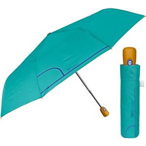 PERLETTI Ombrello Mini Pieghevole Donna - Ombrellino Leggero Compatto Portatile da Borsa Viaggio - Apertura e Chiusura Automatica - Antivento Resistente con Fibra di Vetro - Perletti (Azzurro)