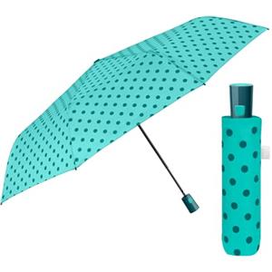 PERLETTI Ombrello Pieghevole Automatico Donna a Pois - Ombrellino Antivento Compatto Piccolo Resistente - Ombrello Mini da Viaggio Borsa Ragazza Colori Pastello - Diametro 96 cm (Verde a Pois)