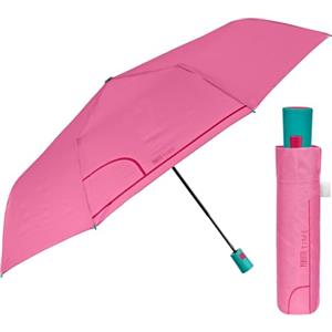 PERLETTI Ombrello Portatile con Fantasia Fiori Pois - Ombrellino Pieghevole Antivento Resistente - Ombrello Piccolo Donna Elegante Mini - Apertura Automatica Diametro 96 cm (Rosa)