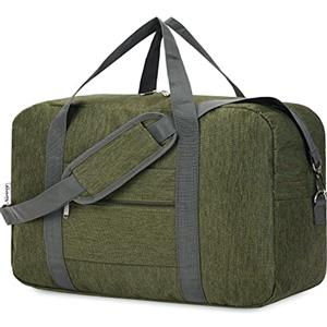 Narwey Bagaglio a Mano Easyjet 45x36x20 Borsone da Viaggio Grande Borsa da Cabina Pieghevole Borsa da Viaggio Borsa Sportiva per Weekend 30L(Verde militare)