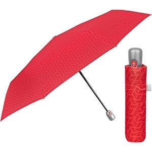 PERLETTI Ombrello Pieghevole Donna Antivento - Ombrellino Leggero Compatto Portatile da Borsa Viaggio - Apertura e Chiusura Automatica - Ombrello Mini Resistente - Diametro 98 cm (Geometrico Rosso)