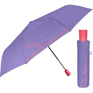 PERLETTI Ombrello Portatile con Fantasia Fiori Pois - Ombrellino Pieghevole Antivento Resistente - Ombrello Piccolo Donna Elegante Mini - Apertura Automatica Diametro 96 cm (Viola)