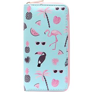 DonDon Portafoglio borsellino da donna ragazza con cerniera Fenicottero e frutta