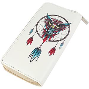 DonDon Portafoglio donna gufo acchiappasogni beige rosso blu