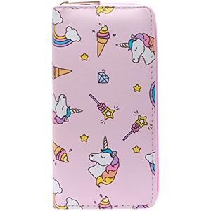 DonDon Portafoglio borsellino da donna ragazza con cerniera Unicorno e ghiaccio