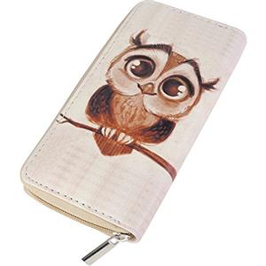 DonDon Portafoglio donna gufo tenero beige marrone