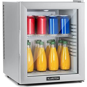 Klarstein Mini Frigo Bar da Camera, Portatile Piccolo da Ufficio, con LED, Ripiani Rimovibili, per Campeggio e Skin Care 12-18°C, 32L