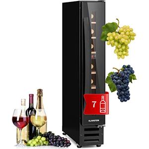 KLARSTEIN Cantinetta Vino Design da Incasso, Refrigerata a Zona Singola per Vino Rosso, Bianco e Birra, Controlli Touch, Frigo per Esterno/Interno, 20L, 7 Bottiglie