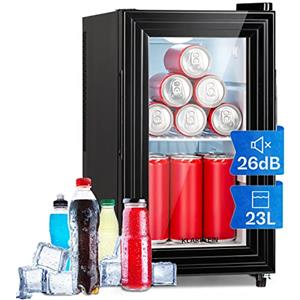 Klarstein Frigo da Portatile da Camera, Frigorifero Piccolo da Ufficio, Mini Bar con LED, Ripiani Rimovibili, per Campeggio e Skin Care 11-18°C, 23L