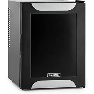 KLARSTEIN Happy Hour - Mini Frigo, Mini Frigo da Camera, Frigorifero Piccolo a Compressione, Temperatura di Raffreddamento: 5-15 °C, Silenziosissimo: 25 dB, Luce LED, 32 Litri, Nero