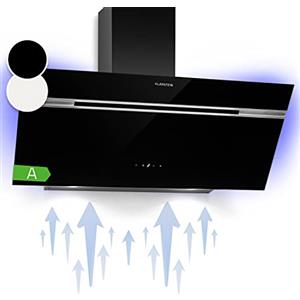 Klarstein Alina 90 Cappa Cucina - 600 m³/h, Touchscreen, LED Retroilluminazione, Classe Energetica A, Silenziosa 63 dB, 90 cm, Nero, Ricircolo & Canalizzazione