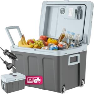 tectake® Frigorifero Portatile e Scaldavivande 2 in 1, Mini Frigo con Modalità ECO da Campeggio con Maniglie Pieghevoli e Ruote, Portatile Elettrico Ideale per Casa e Auto - 40L