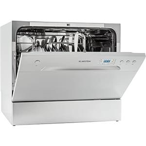 Klarstein Amazonia 6 - Lastoviglie Compatta Salvaspazio, da Tavolo, Classe A+, 1380w, Per 6 Coperti, 6 Programmi, Risparmio Energetico, 55x43,5x49,5cm, Possibilitá Incasso, Argento