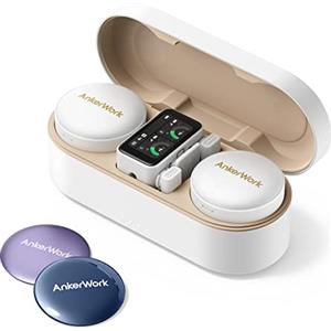 AnkerWork M650 Microfono lavalier wireless, cancellazione rumore professionale, cover magnetiche colorate, pickup qualità 2 canali, trasm. 200 m, batteria 15 h, facile uso, live stream, vlog, interv.