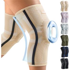 CAMBIVO 2 Pezzi Tutore Ginocchio con Stabilizzatori Laterali In PMMA e Gel Pad Rotulea, Ginocchiera Ortopedica Compressione Elastica per Legamenti, Menisco, Sportivo, Palestra, Pallavolo