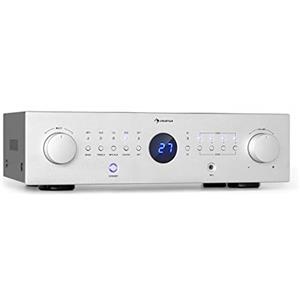 Auna Amplificatore Audio HiFi, Amplificatore HiFi, Amplificatore Bluetooth con Controllo Alti e Bassi, Amplificatore HiFi Stereo per Casse e Subwoofer 4 Canali, con Telecomando e Ingresso AUX