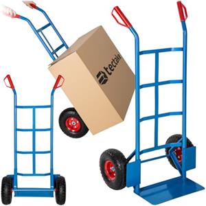 tectake® Carrello Portapacchi con Pneumatici, Carrello Con Ruote Portatutto, Carrello da Giardino, Maniglie in Plastica, Carrello Porta Attrezzi, Telaio in Acciaio, 200 Kg - Blu