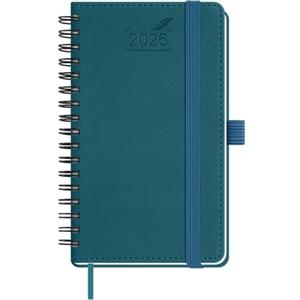 BEZEND Agenda Settimanale 2026 Tascabile Spirale 15,5 x 9 cm, A6 Diario Piccola da Gen a Dic 2026, Portapenne Autoadesivo, Copertina Morbida in Pelle PU - Verde Scuro